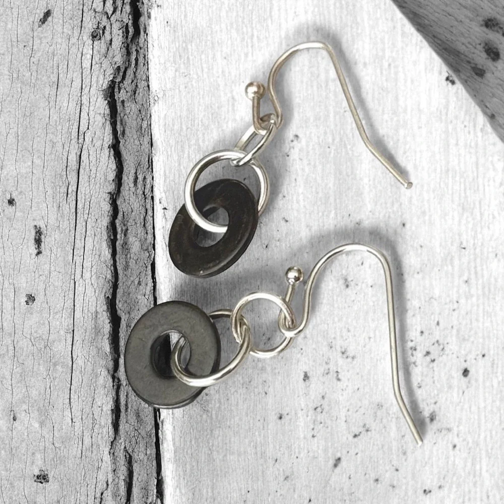 5 For $25💫Alternative Faded Black Hardware Washer Dangles Earrings